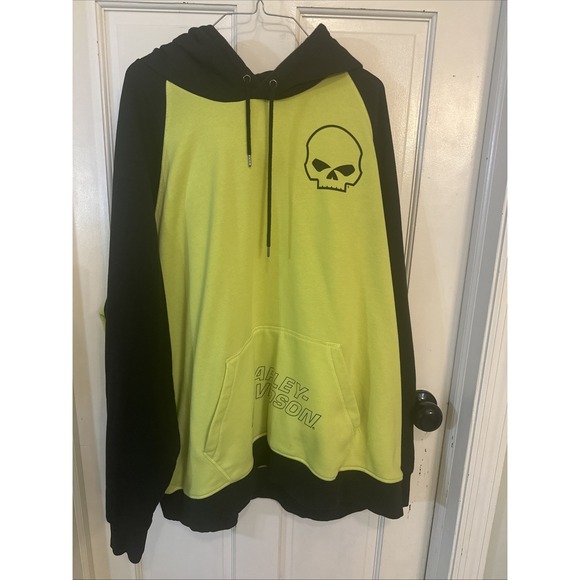 Harley-Davidson Other - Harley Davidson Willie G Skull Raglan Hoodie‎ Wild Lime Size 3XL